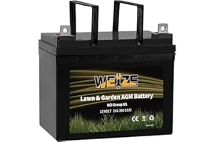 WEIZE Lawn Garden AGM Battery, 12V 350CCA BCI Group U1 SLA Starting Battery for Lawn, Tractors and Mowers, Compatible with John Deere, Toro, Cub Cadet, and Craftsman