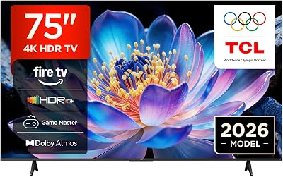 75V6D 75 Pouces 4K HDR, Fire TV, HDR10+, Dolby Atmos, DTS:X, Game Master, Motion Clarity, AirPlay 2, Press & Ask Alexa