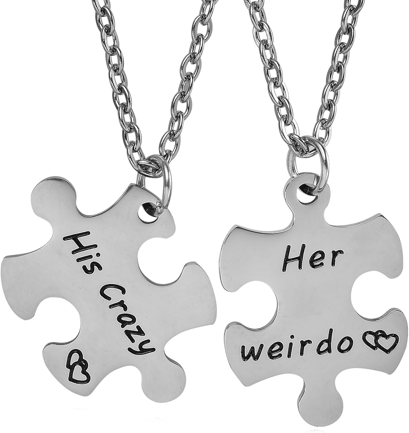 BESPMOSP His Crazy Her Weirdo Couples Pendant Necklace Set