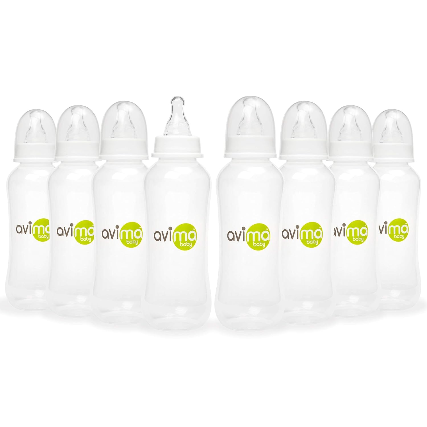 Avima 10 oz Anti Colic Baby Bottles, BPA Free, Standard Neck with Medium Flow Nipples (Set of 8) : Baby