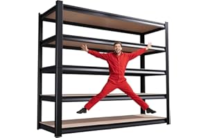 ZIWJHK 72''H*46''W Garage Shelving, 2500LBS Heavy Duty Shelvings, Adjustable Garag Storage Shelves, 5 Tier Metal Shelving Unit Wood Storage System Utility Storage Rack for Industrial, Warehouse, Basement