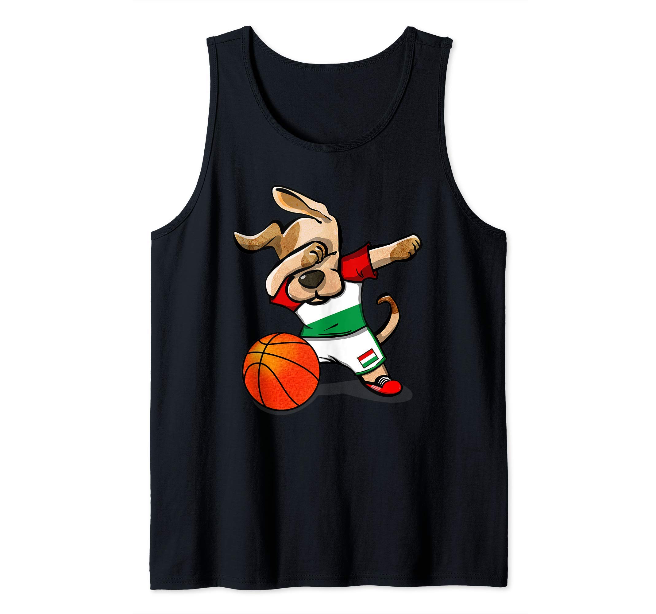 Funny Dabbing Dog Hungary Basketball - Hungarian Flag Sport Tank Top