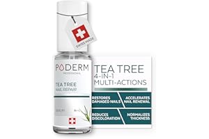 PODERM Tea Tree Nail Serum - 6 ml | 4-in-1 Formula for Damaged, Yellowed, and Dull Nails – Helps Even Nail Thickness – Swiss 