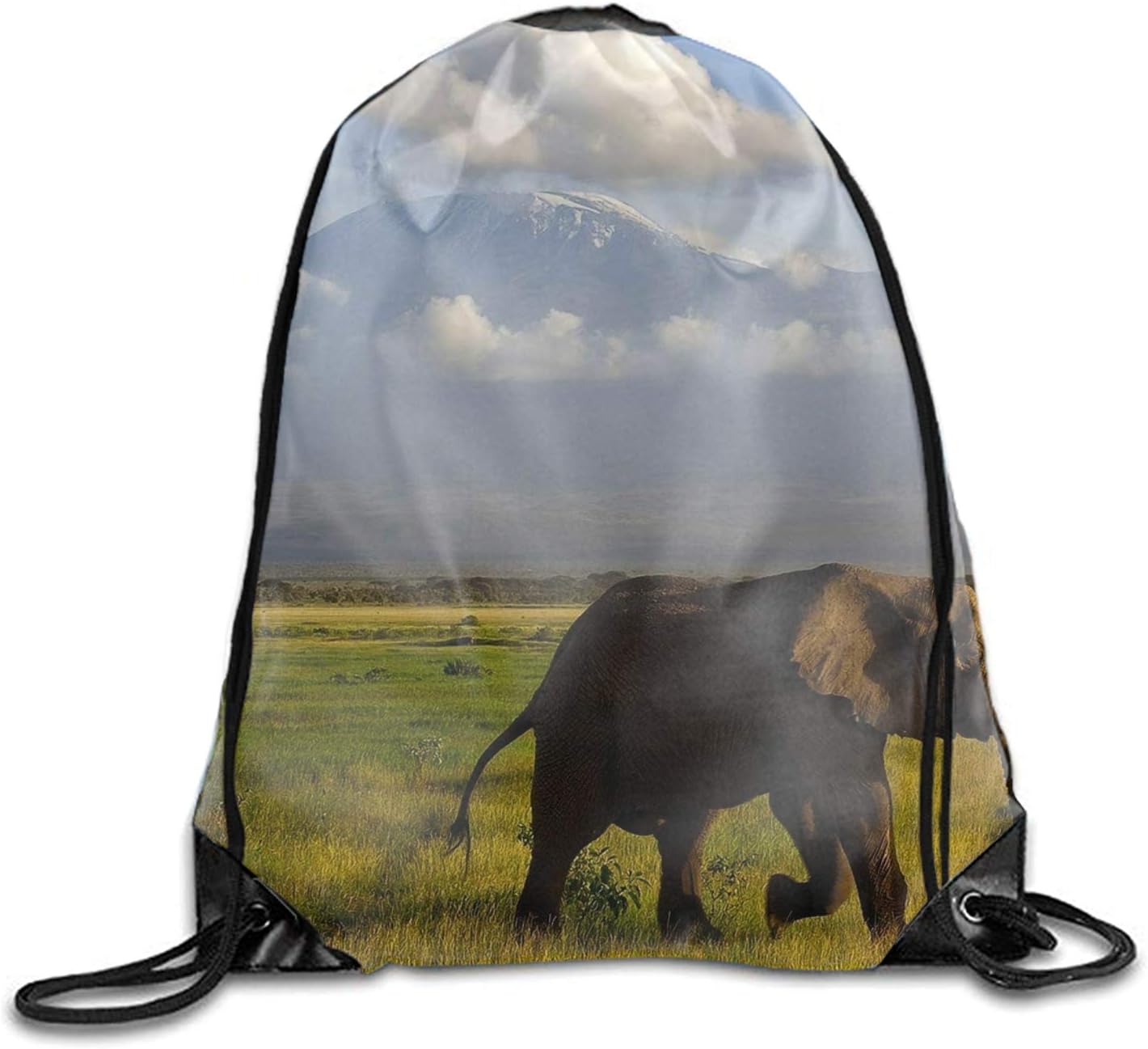 Gym Sack Bag Drawstring Backpack Elephant Sport Bag for Men & Women School Travel Backpack