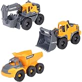 DICKIE TOYS - Volvo Construction Vehicles for Ages 3 and Above (Set of 3) Construction Set with 3 Toy Vehicles (Excavator, Wheel Loader, Dump Truck)