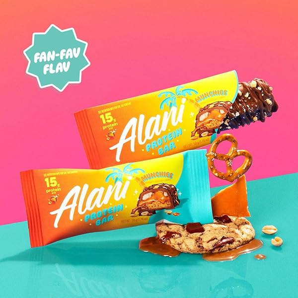 ALANI NU PROTEIN MUNCHIES, HIGH PROTEIN GLUTEN-FREE BARS, 18G PROTEIN, LOW-SUGAR (6G) LOW-CARB HEALTHY SNACKS, 12 INDIVIDUALLY WRAPPED BARS