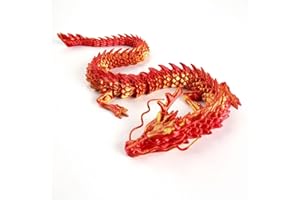 LYROYREG 3D Printed Dragon, 17.7 Inch Articulated Dragon, Crystal Dragon, Dragon Fidget Toy, Home Office Decor Executive Desk Toys (D)