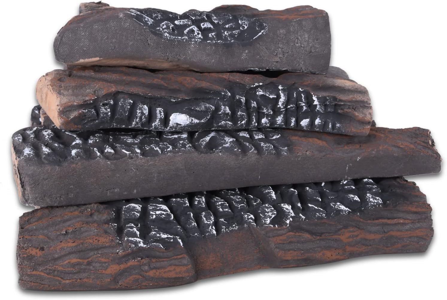Photo 1 of vchin Gas Logs, 10 Piece Ceramic Log for Fireplace and Fire Pit, Heat Resistant Realistic Logs, Stackable Fake Log Set - Gas, Propane, Electric Fireplace Indoor Insert