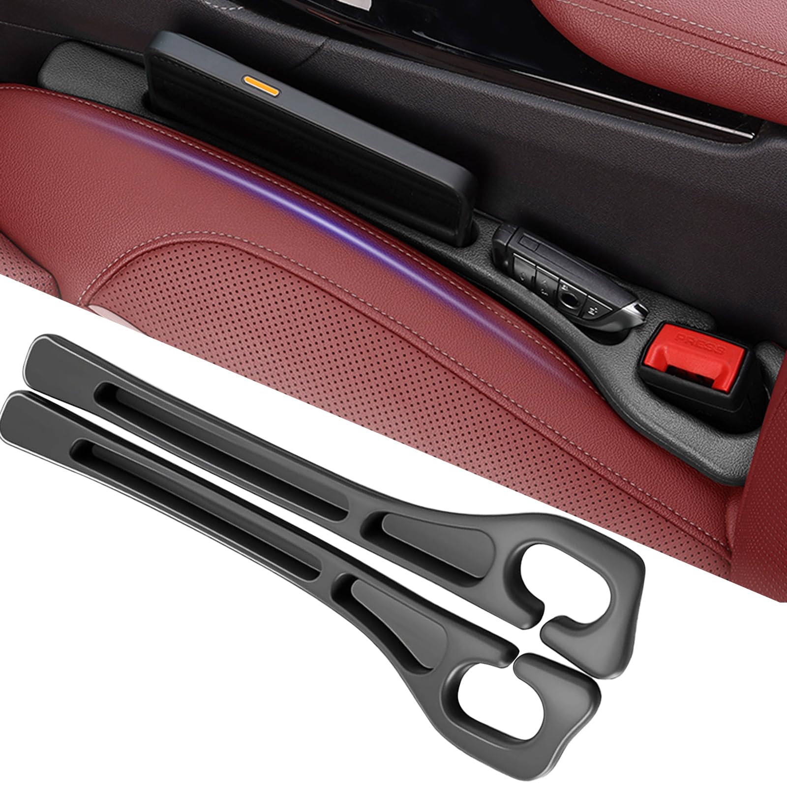 Photo 1 of Axutous Car Seat Gap Plug Filler Universal for Car SUV Truck Interior Accessories Seat Gap Organizer Blocker with Storage Slot Black Pack of 2