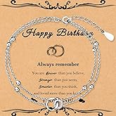 QuillVox Birthday Gifts for Women - Sterling Silver Interlocking 2 Circles - Friend Birthday Gifts for Best Friend Sister Daughter Mom Grandma...