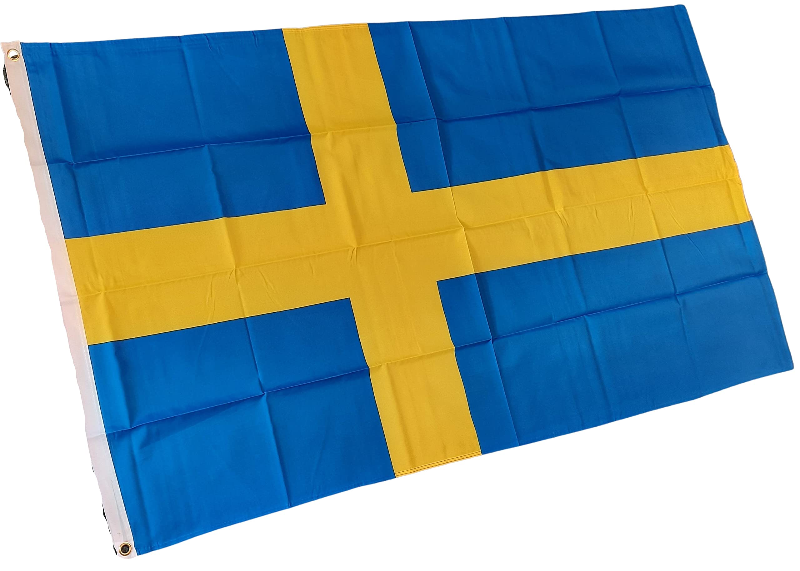 NWFlags Sweden Flag 5ft x 3ft 75d Premium Polyester Suitable For Flagpoles | Strong Polyester 5x3 foot material large Swedish flag with 2 metal Eyelets