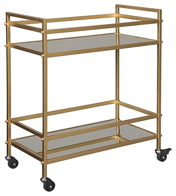 Signature Design by Ashley Kailman Bar Cart, Gold Finish