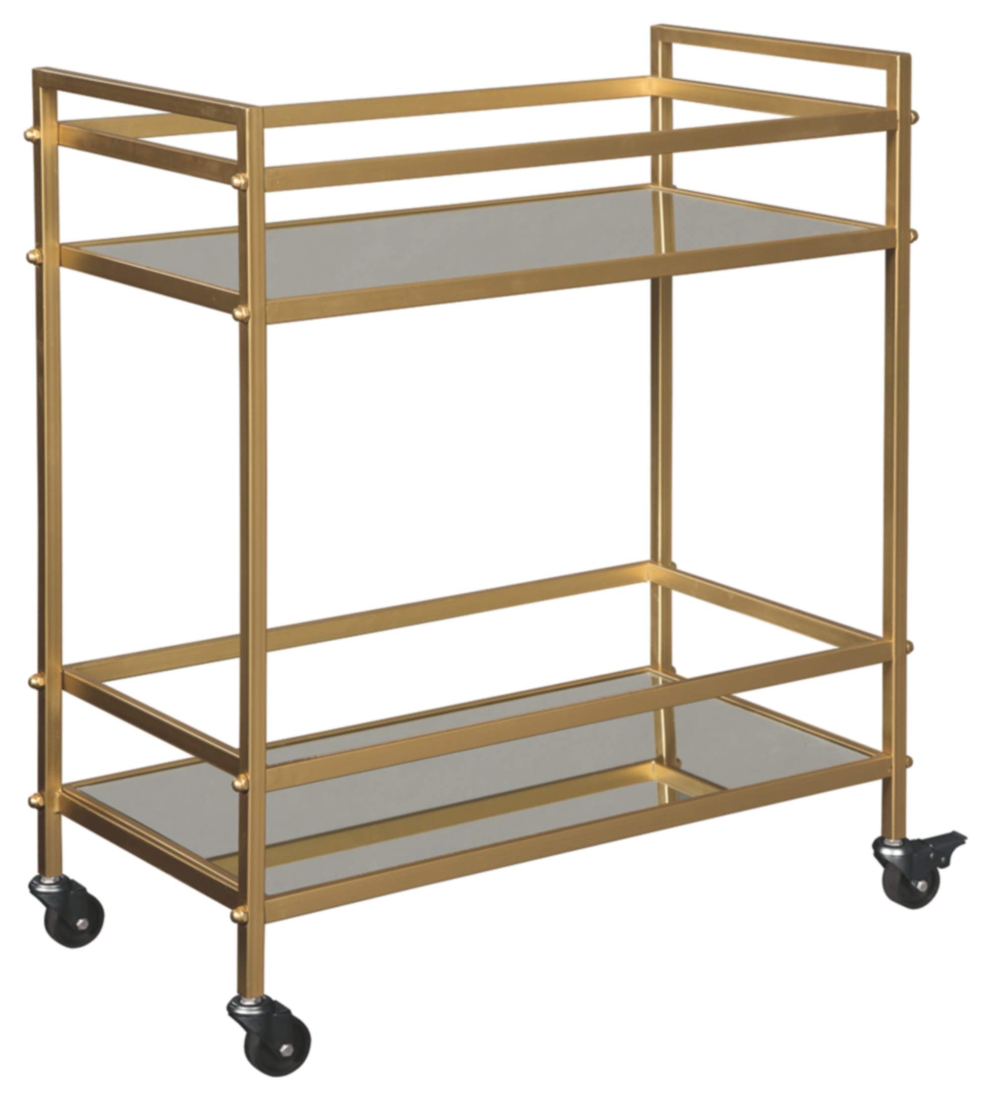 Signature Design by Ashley - Kailman Bar Cart - Mid-Century Modern - Gold Finish