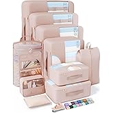 Veken 10 Set Packing Cubes for Travel, Beach Vacation Essentials Accessories for Cruise Ship, Suitcase Organizer Bags for Luggage with Hanging Toiletry & Shoe Bag, Birthday Gifts for Women Mom Her