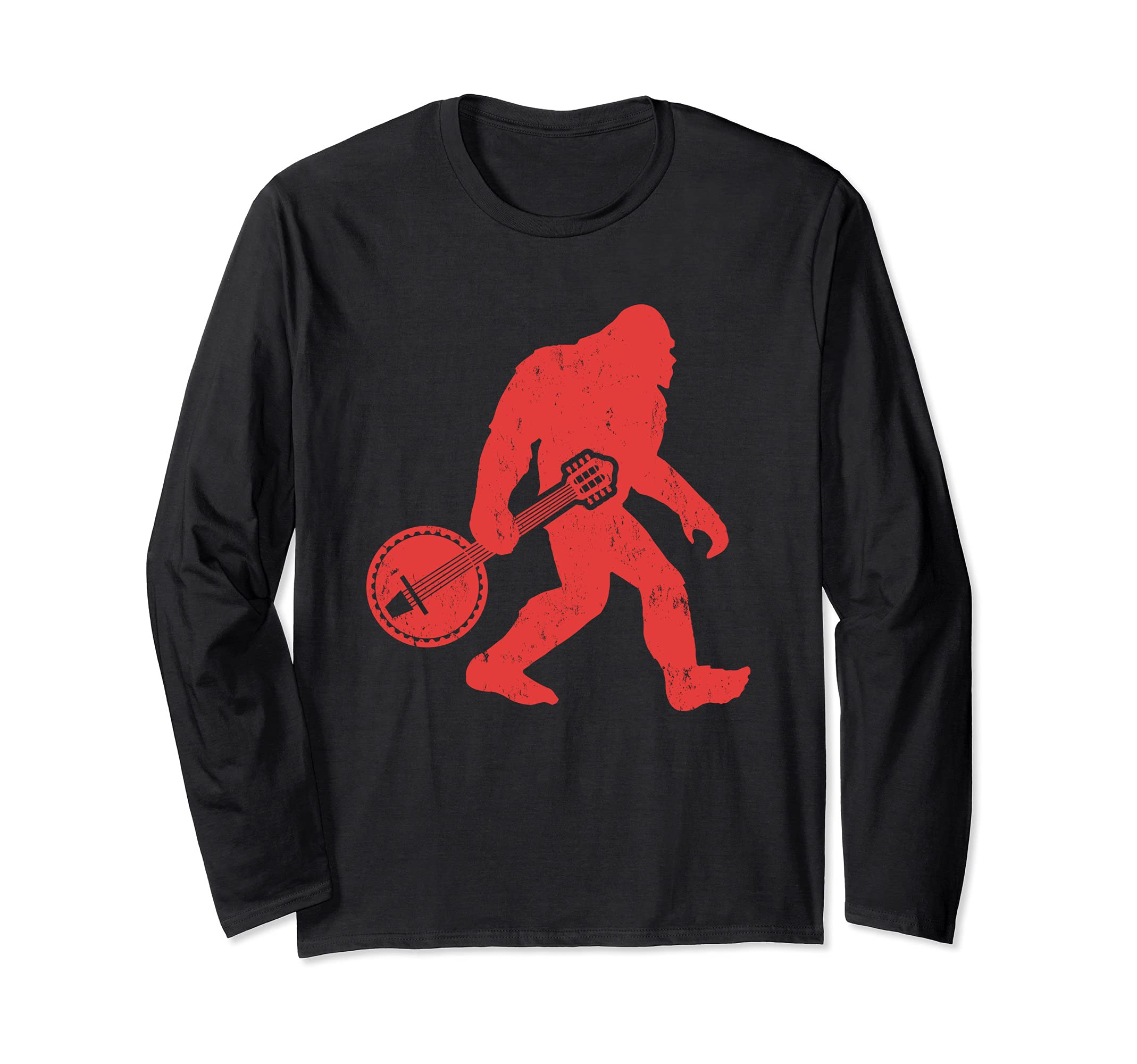 Bigfoot Banjo Player Squatch Banjo Guitar Long Sleeve T-Shirt