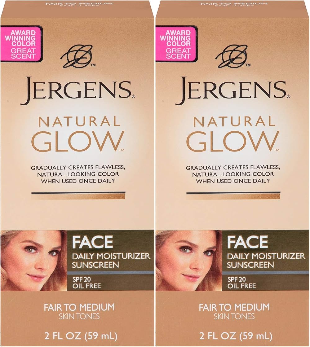 Jergens Glow Face Daily Moisturizer SPF 20 Fair to Medium Sunscreen 2oz - 2 Pack