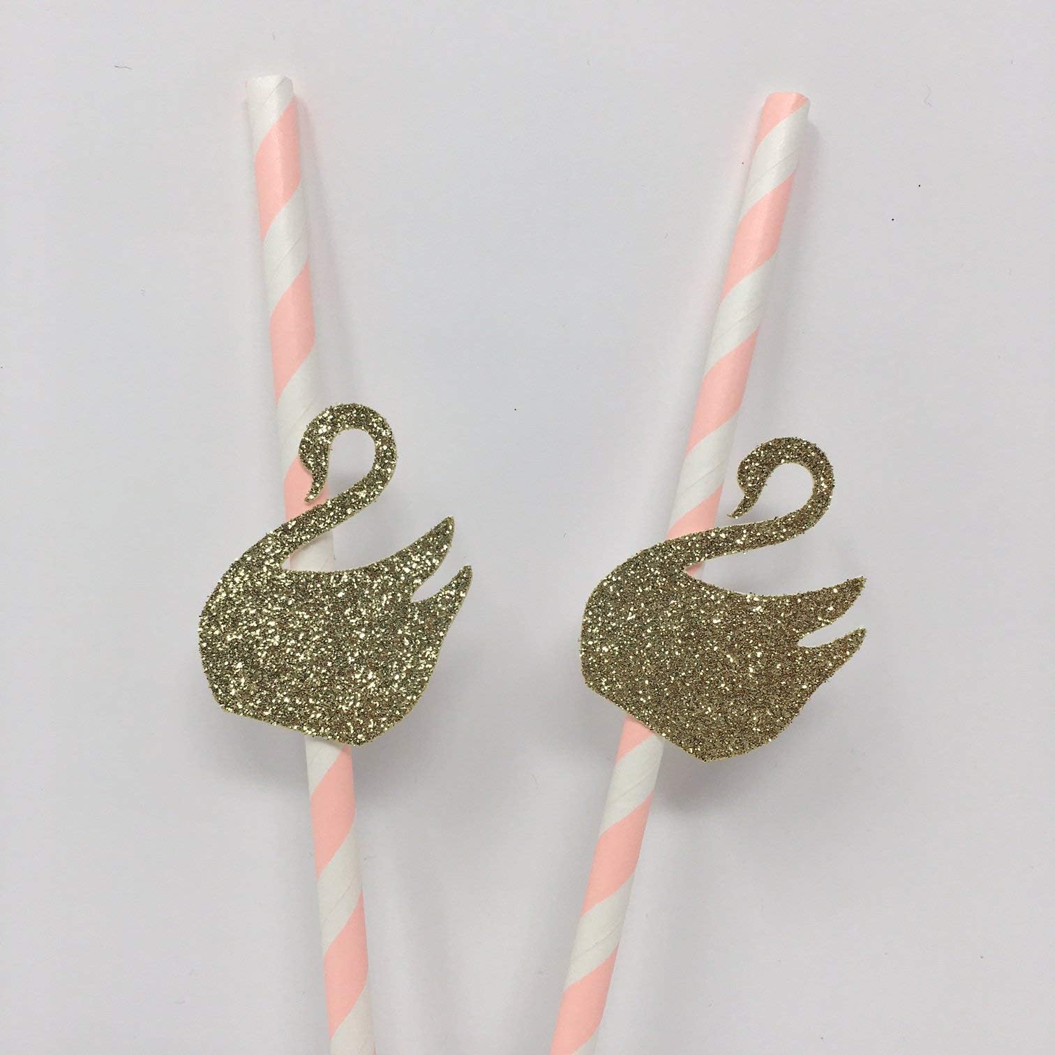 10 x Swan Straws. Swan Party Decor. Party Supplies for Girl. Swan Party Decorations. Paper Straws Striped. Swan lake party