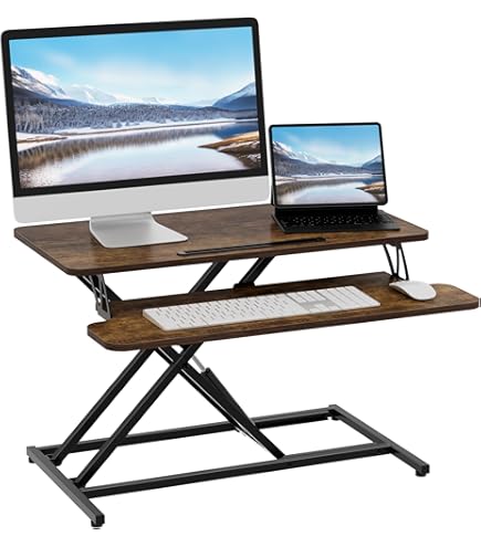 Rocelco 46" Large Height Adjustable Standing Desk Converter With Dual Monitor Stand Bundle - View #2