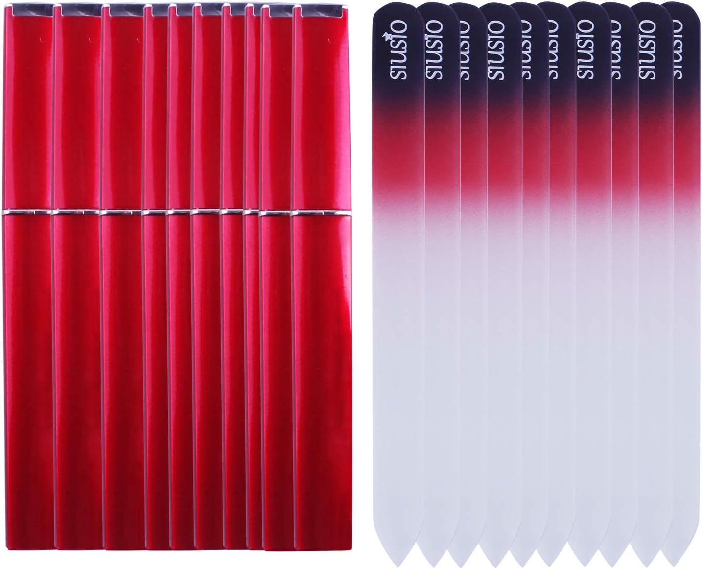 Professional Czech Crystal Shine Glass Nail Files with Case Buffer Manicure Tools Kit Set for Nail Polishing - The Best Emery Boards for Fingernail & Toenail Care (Gradient Color)