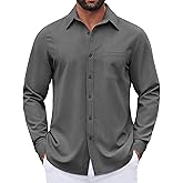 COOFANDY Men's Long Sleeve Button Down Denim Dress Shirt
