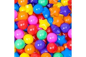 THENESE Ball Pit Balls for Toddlers Star and Round Set,BPA Phthalate Free,2.15" Play Balls Soft Plastic Balls for Baby Kids Birthday Pool Tent Party