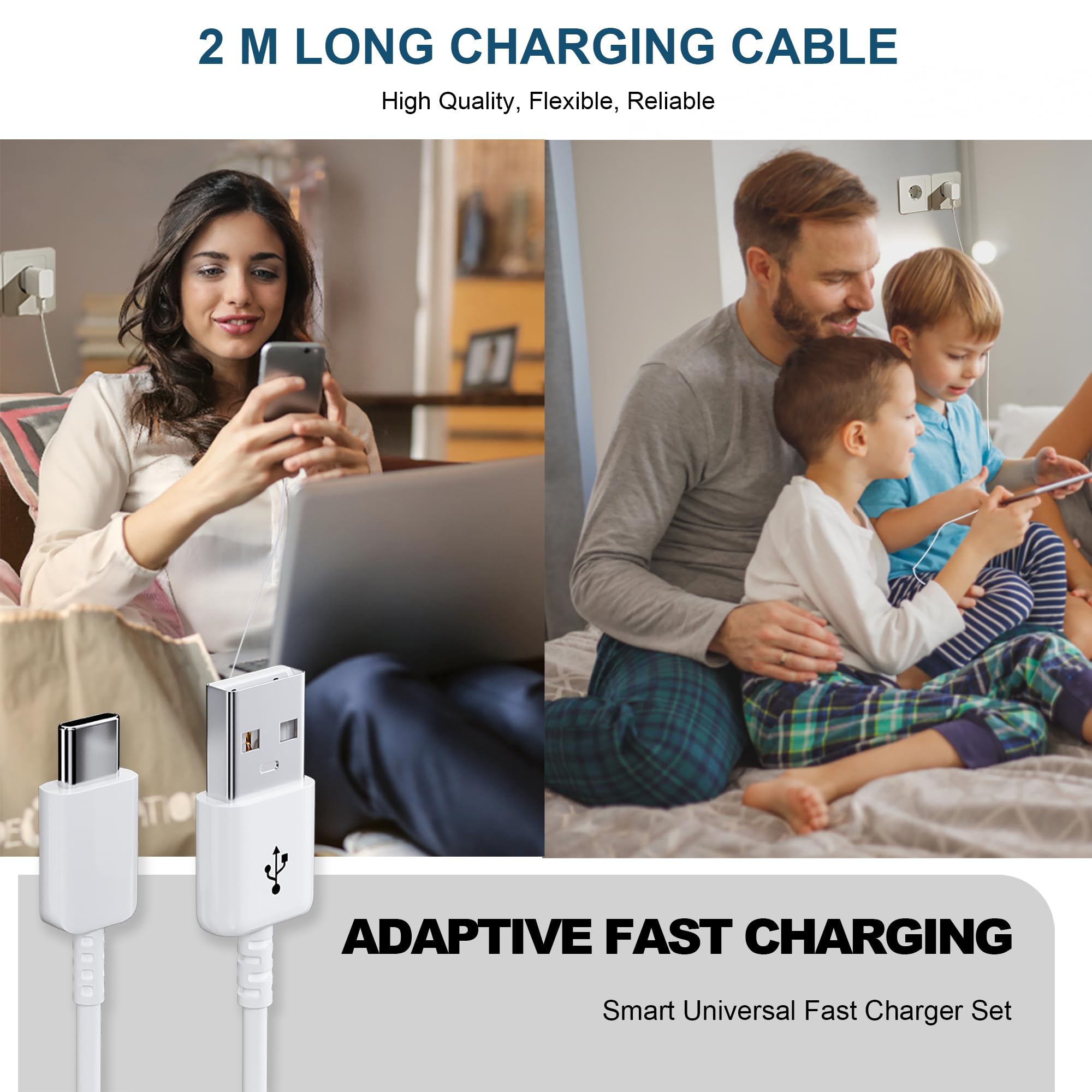 Ladegerät Schnellladegerät mit 2m Ladekabel USB C Schnellladekabel für Samsung Galaxy S21 S20 S10 S9 S8 A05S A06 A13 A14 A15 A16 A20 A25 A33 A34 A35 A36 A40 A52s A53 A54 A55 A56 M35 M33 M14 Handy 7