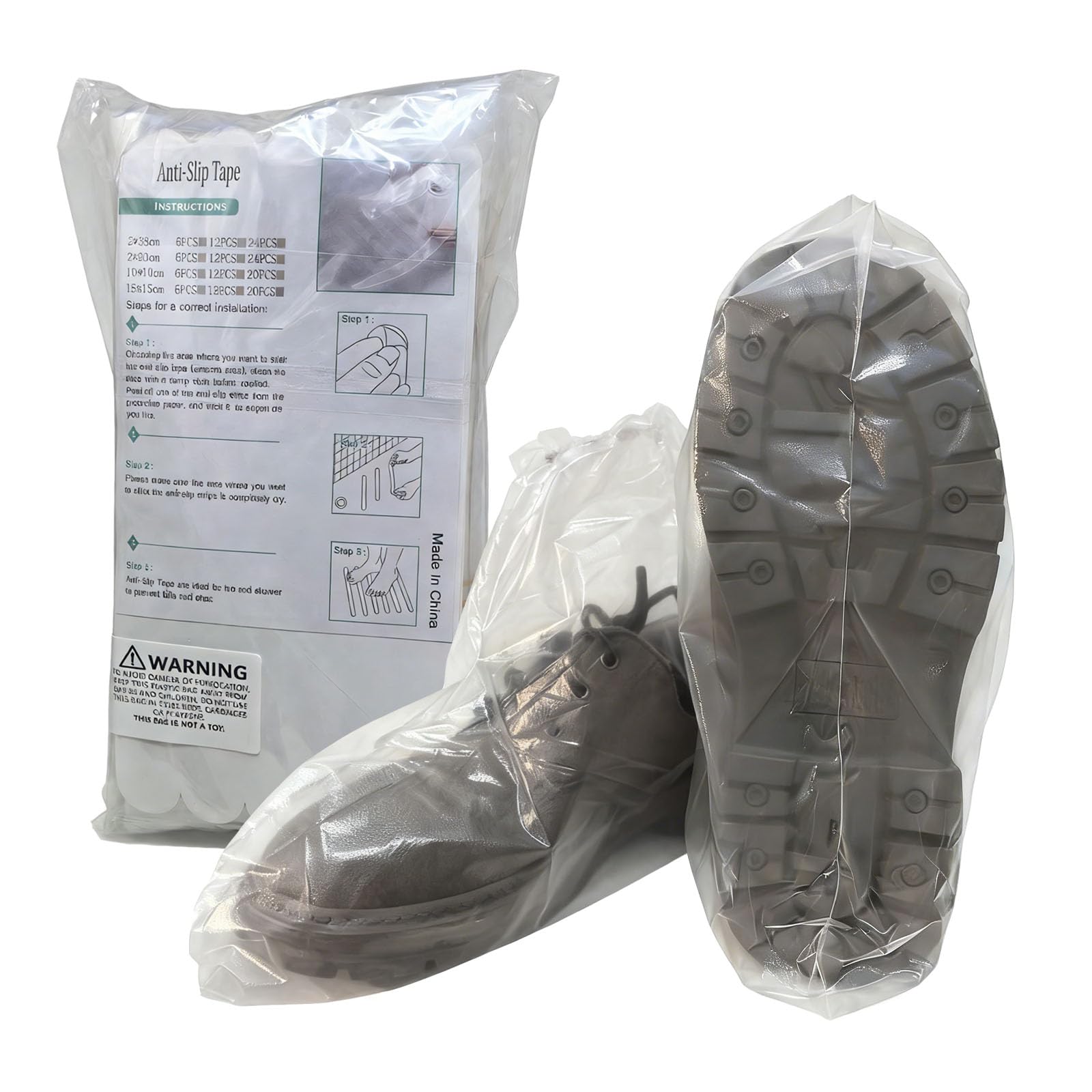 Photo 1 of 10 Pairs Waterproof Shoe Covers Disposable, 20 Anti-Slip Strips Included for Maximum Traction, Non-Slip Overshoes for Rain & Snow, Heavy Duty Plastic Boot Protectors for Men Women by LIWRTCX (Adult)