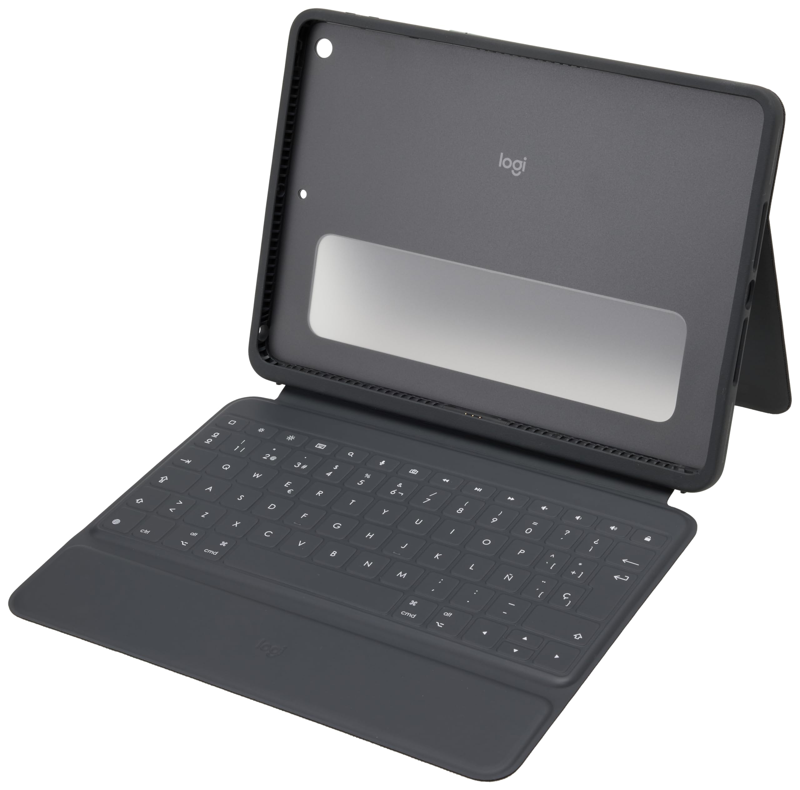 Logitech Rugged Folio - iPad (7th, 8th, & 9th generation) Protective Keyboard Case, QWERTY Italian Layout - Graphite