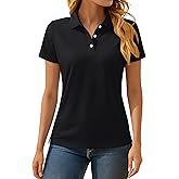 TACVASEN Women's Polo Shirts Short Sleeve Golf Shirt Quick Dry UPF 50+ Sun Protection Lightweight Tennis Shirts 3 Buttons
