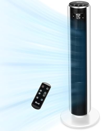 Household Fans - LEVOIT Tower Fan for Bedroom, 25ft/s Velocity Standing Fan with 28dB Quiet for Sleep, Remoter, 12H Timer, 5 Speeds, 4 Modes, 90° Oscillation for Home, Office, Indoor, Bladeless 36 inch, White