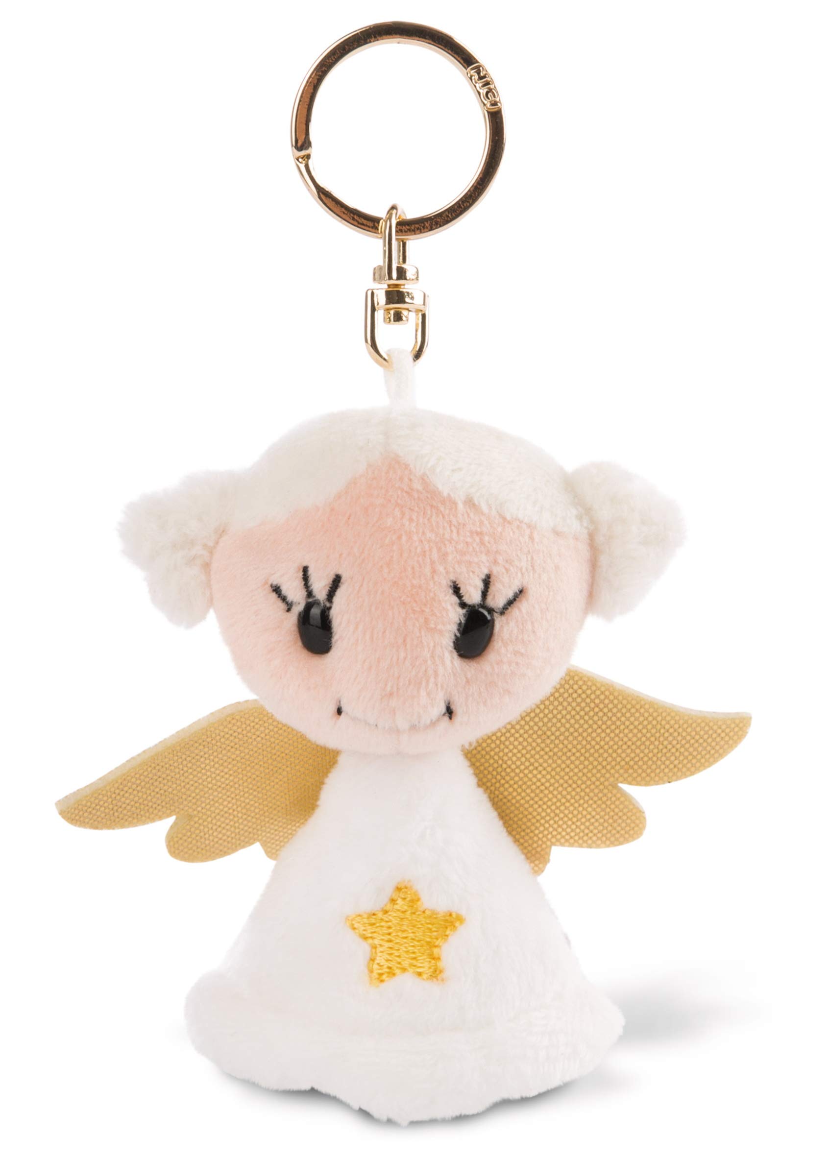 Nici Key ring Guardian Angel 'GOOD LUCK' 9cm with star, White/Red