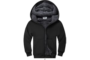 Ceoutdoor boys Fleece Jacket Zip Up hoodie Kids Winter Coats Warm Soft Sherpa Lined Hoodie Outerwear Teens 6-15