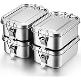 Umigy 4 Pcs Stainless Steel Food Containers Metal Bento Lunch Box Stainless Steel Food Storage Containers, Lockable Clips to Leak Proof, Reusable Dishwasher Snack Boxes for Work (550ml)