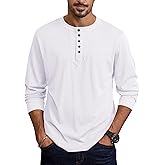 Herberton Mens Cotton Henley Shirts 5-Button Casual Fashion Long Sleeve Tshirts (S-XXL)
