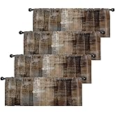 Emvency 4 Pack Valances Window Treatments, Abstract Dark Brown Art Painting Blackout Adjustable for Living Room Bathroom Bedroom Kitchen Over Sink, 18x52 Inch Rod Pocket Valances