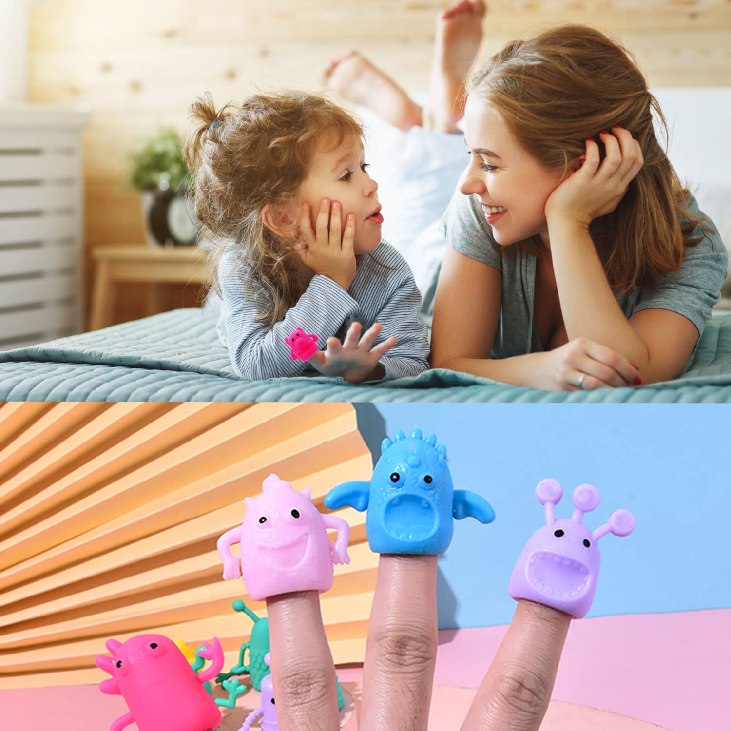 20 PCS Cute Finger Puppets Toys,Monster Stretchy Finger Puppets Fidget Toys,Soft Rubber Finger Doll Toys for Role Playing,Party,Christmas