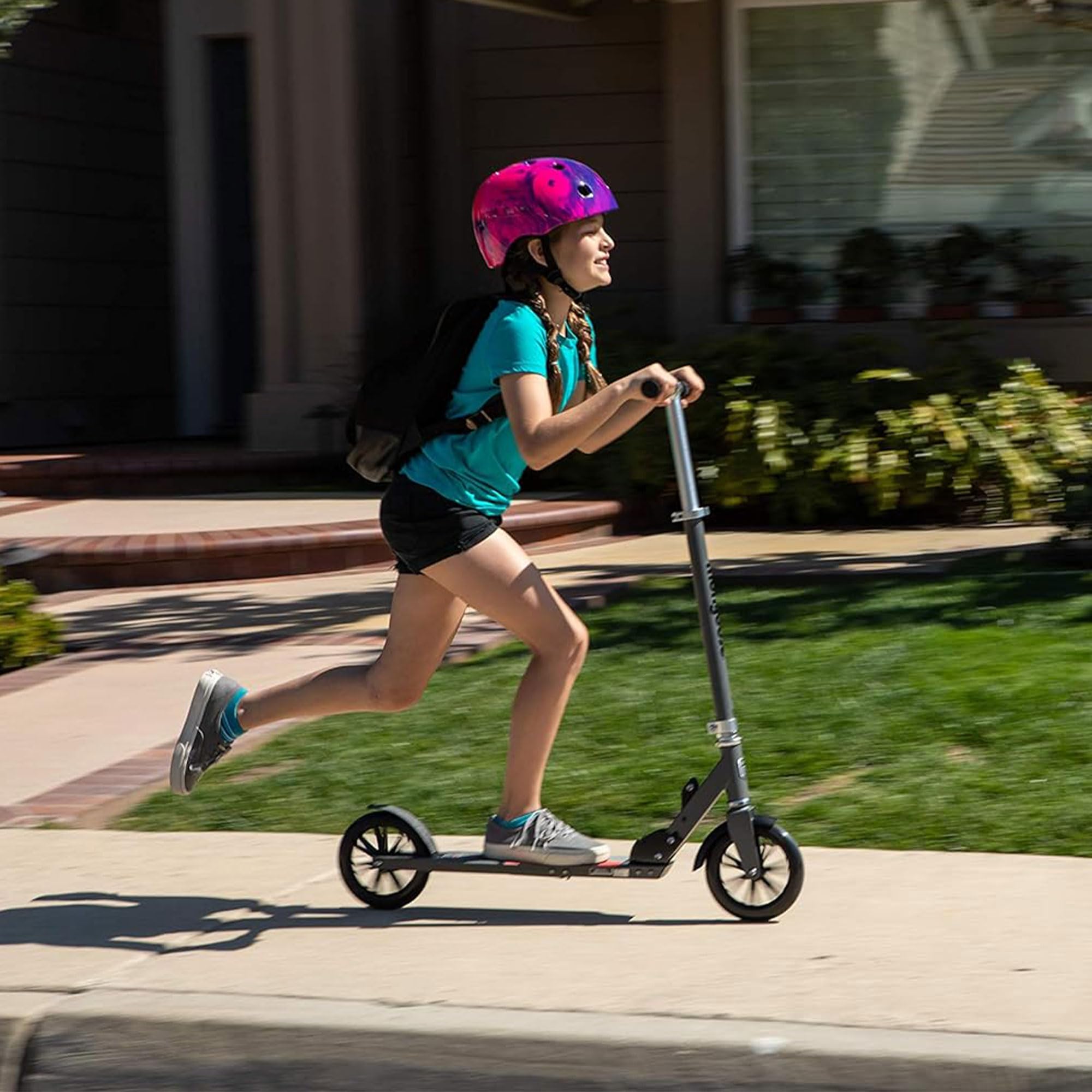 Mongoose Trace Kick Scooter for Youth Adult Boys and Girls, Quick-Release, Lightweight & Easy Folding Scooter, Bike Style Grips, Supports 176 lb Up to 220 lbs