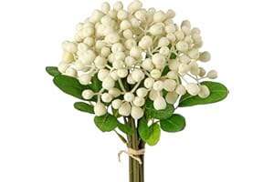 DILATATA Plastic Artificial Snowberry Stems Holly Christmas Berries for Festival Holiday Crafts and Home Decor, 11 Inches Winter Berries Floral Christmas Tree Decorations