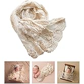 Orraphtstu Newborn Photography Wraps Baby Photoshoot Lace Props Girls Posing Layers (Beige A)
