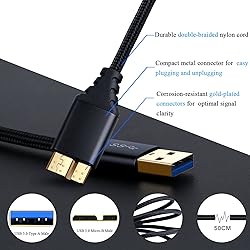 Besgoods Micro USB 3.0 Cable - 1.5 ft/50cm Short