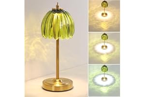 Shenmoyl Tulip Table Lamp with 5000mAh Battery & Touch Control, Cordless Small Table Lamp with 3 Colors, Dimmable Rechargeable Table Lamps for Living Room, Bedroom, Bedside, Nightstand (Green Tulip)