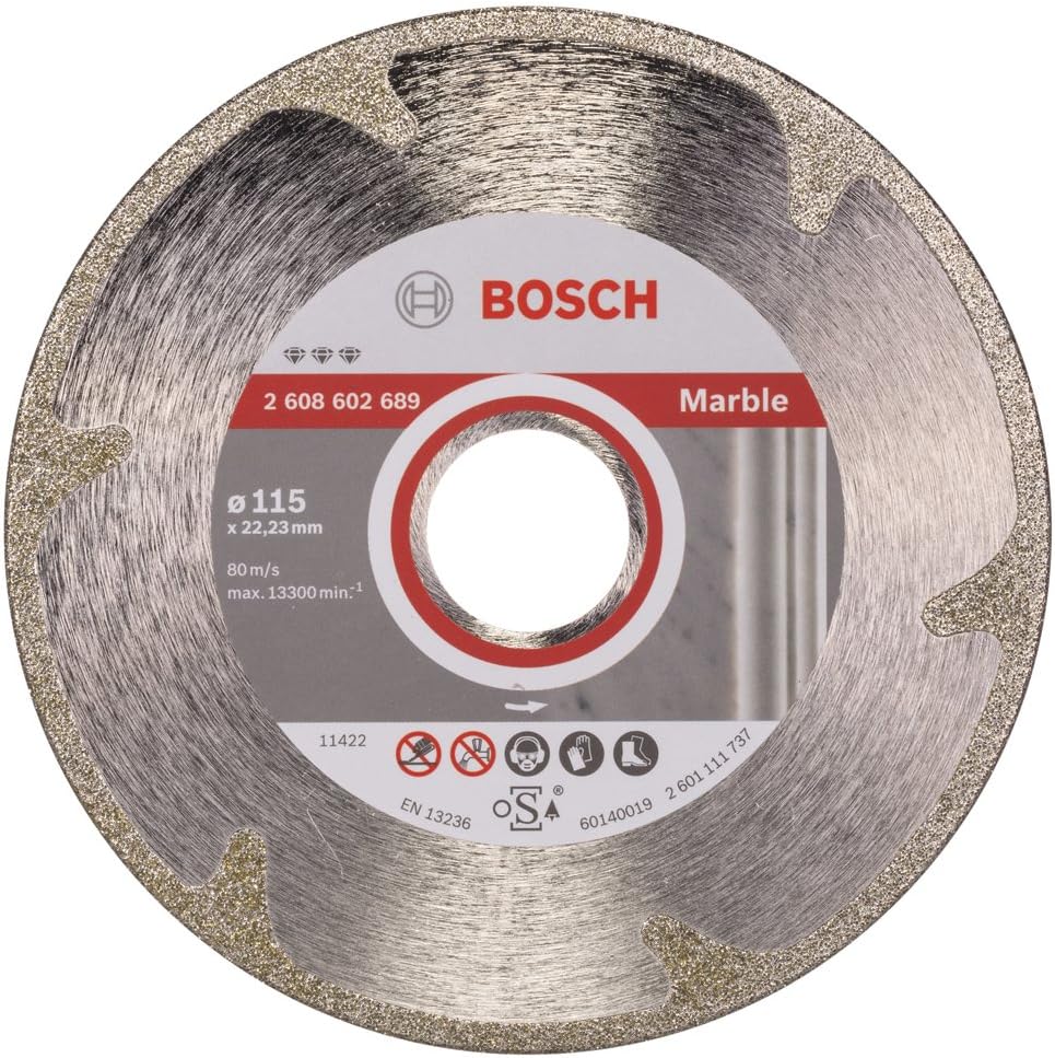 Bosch 1x PRO Marble Diamond Cutting Disc for Bore 22.23 and Small Angle Grinders (for Soft stone Marble, diameter 115 mm