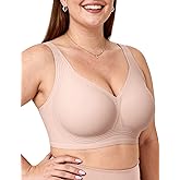 Vertvie Jelly Bras for Women Plus Size Minimizer Soft Wireless Push Up Bra Full Supportive Older Lift Back Coverage Bralette