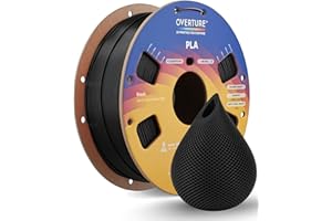 Overture Filament PLA 1,75 mm, Filament pour imprimante 3D, bobine de 1 kg, précision dimensionnelle +/- 0,03 mm, compatible avec la plupart des imprimantes FDM (noir)