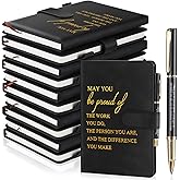 Kosiz 20 Pcs/10 Sets Employee Appreciation Gifts Bulk A5 Leather Notebook and Pen Inspirational Journal Pens for Corporate Coworker Staff Social Worker Team Gifts(Black,May You Be Proud)