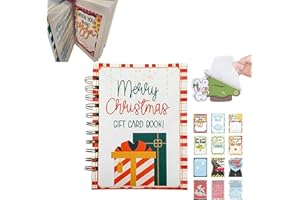 Christmas Gift Card Book for College Students - with 30pcs Cartoon Sticky Notes, 5x7 inch DIY Spiral Bound Card Holder Pages，