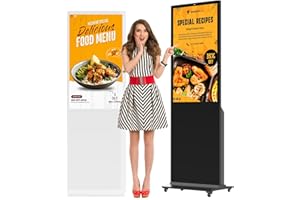 Canlarriz 32 Inch Digital Signage Kiosk LCD Advertising Display Menu Displays Indoor Floor Standing Vertical Poster 2+32GB FHD Android OS with HDMI in/USB