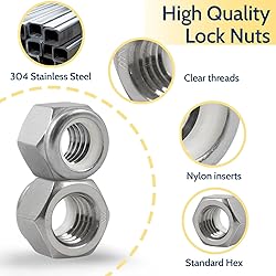 Vifmy 110 Pack 1/4"-20 Inch Lock Nuts,304