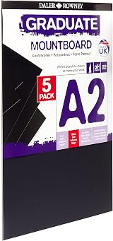 Daler Rowney Graduate 1.25mm A2 Mountboard 5 Pack Black Smooth Surface view 2