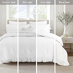 ALEISSEL White Comforter Set King Size,Seersucker